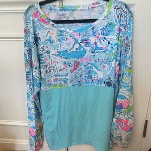 Lilly Pulitzer Blue and Pink Nautical Print Top